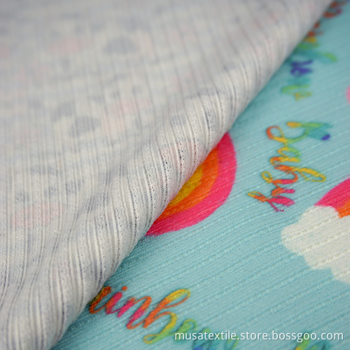 Custom Digital Printing Ribbed Swim Fabric
